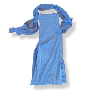 Y2K prom dress Light Blue lavender sleeveless maxi formal gown S/M w wrap scarf